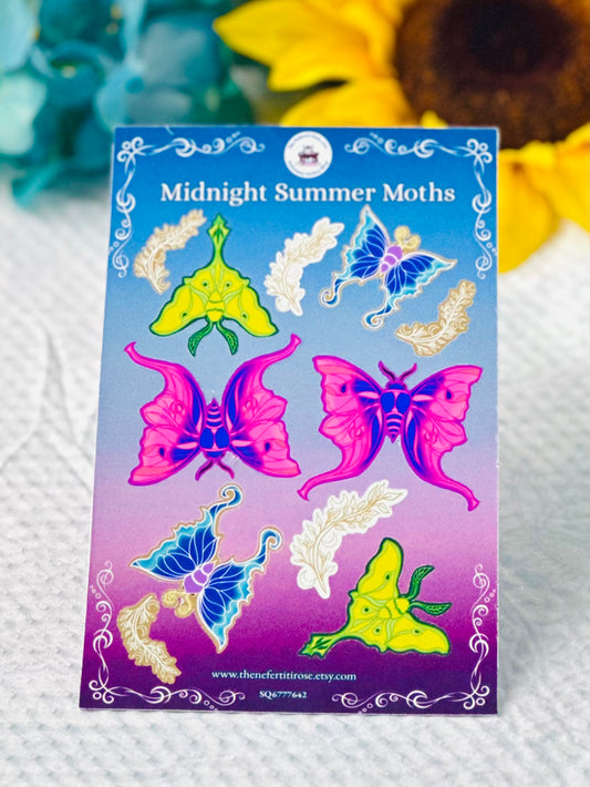 Midnight Summer Moths Sticker Sheet