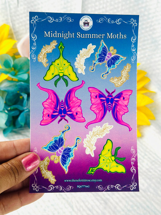 Midnight Summer Moths Sticker Sheet